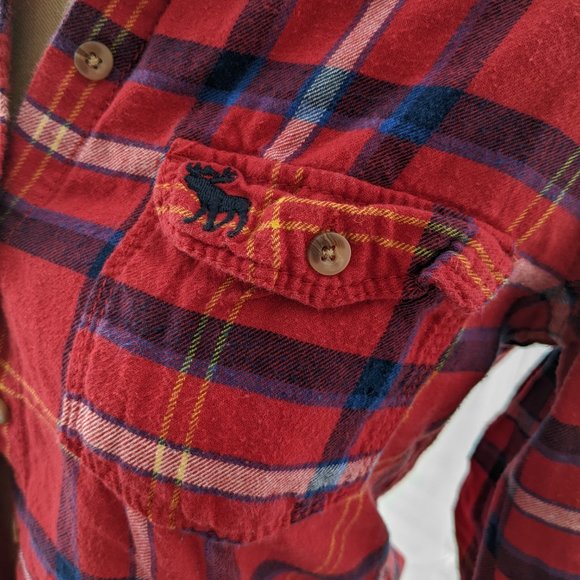 womens vintage holiday a&f red plaid button down size small - Picture 3 of 4